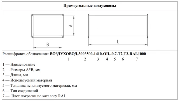 Воздуховод-400*600-1410-оц.-0.7-т2.т2