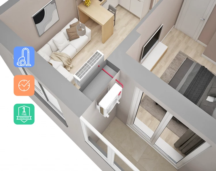 Установка кондиционера напрямую через стену